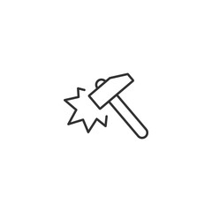 Minimalist broken hammer icon symbolizing construction challenges