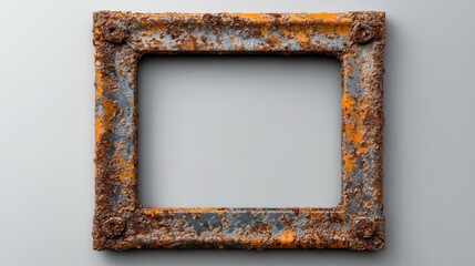 Rusty metal frame: aged industrial design with weathered texture and patina