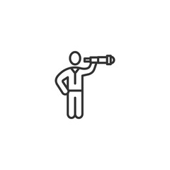Business vision icon with person holding telescope for future planning