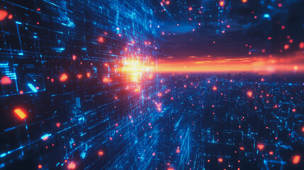Obraz premium Smart digital Innovation city with connection network reciprocity over the cityscape. of future smart wireless digital city and social media networking systems that connects people with in city