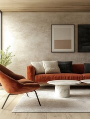 Mockup of a modern room interior with a 3D render