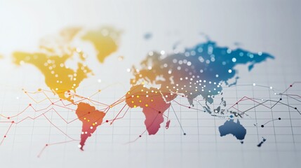 Fototapeta premium Illustration of Global Network Connections on Stylized World Map