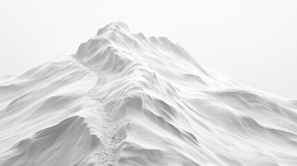 Fototapeta premium Snow-covered mountain peak with wind-blown snow path