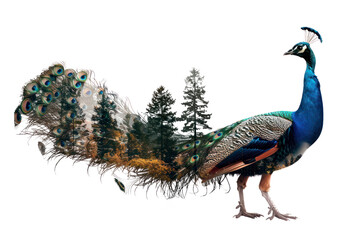 Fototapeta premium PNG Peacock forest nature blend