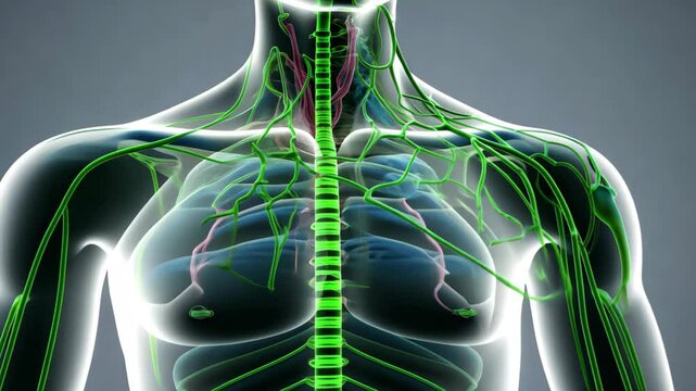 Detailed anatomy of the human lymphatic system, a vital study, Ai Generated