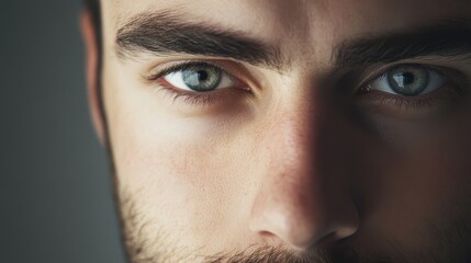 Fototapeta premium Close-up of young male with intense green eyes