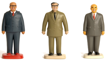 Collection of Smiling Business Men Figurines on Display Generative AI