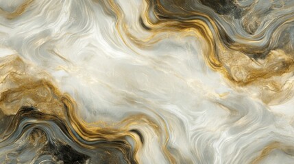 Obraz premium Abstract gold and white marble texture with elegant swirling patterns
