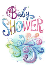 Baby shower invitation template pink and blue watercolor illustration