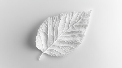 White paper leaf on light background showcasing detailed veins and texture