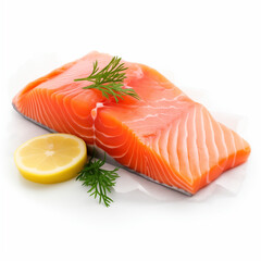 fresh salmon steak with lemon