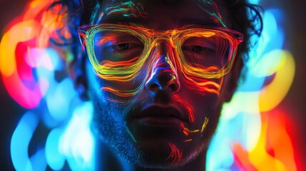 Obraz premium Vibrant Light Painting Portrait of a Man