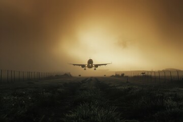 Airplane Landing on Runway