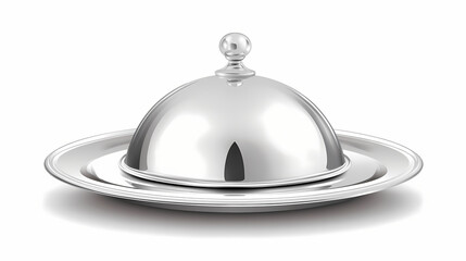 Obraz premium A silver plate with a silver dome on top. the plate is on a white background. Silver Peak. Illustration