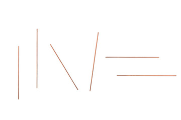 Copper metal ribbon wires. On isolated transparent background.