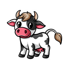 fun cute cow bull cartoon colored character isolated drawing line art style sketch classic vintage design illustration