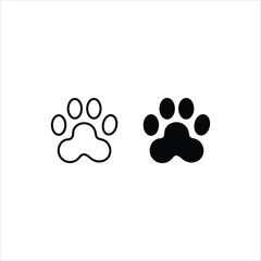 Obraz premium Pet paw editable stroke outline icon isolated on white background flat vector illustration