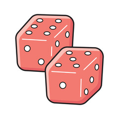 Two red gambling dice isolated vector illustration
