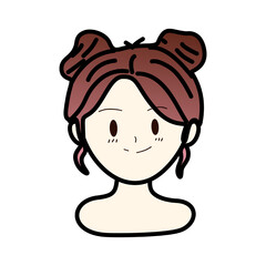 illustration of a female facial expression with pigtails