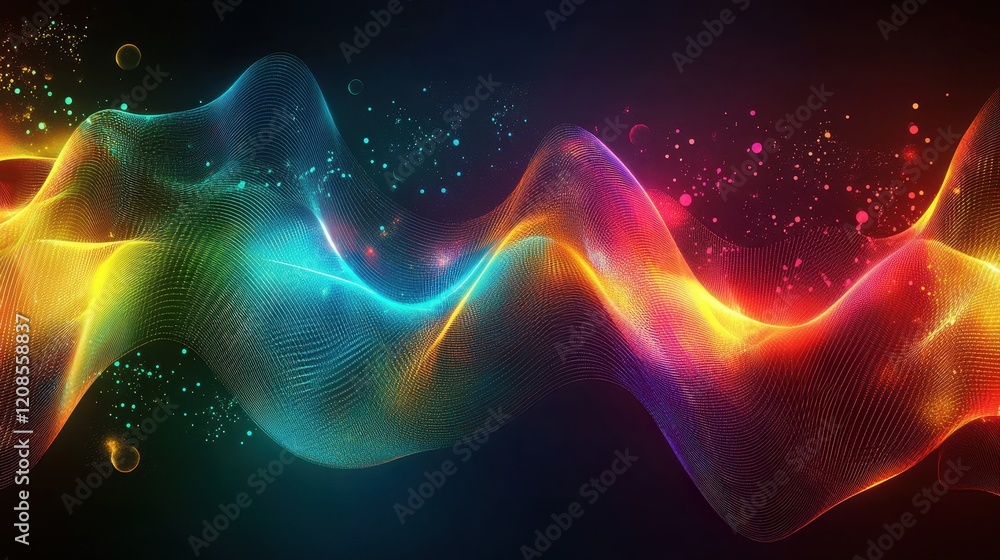 Aufkleber colorful abstract light waves with vibrant patterns and dynamic energy