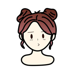 illustration of a female facial expression with pigtails