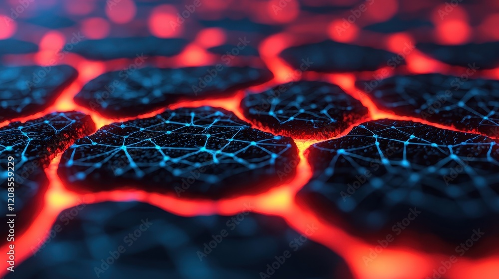 Poster abstract texture of glowing lava with cracked surface pattern