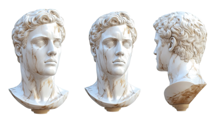 Detailed Digital Render of Classic Marble Sculptures Generative AI