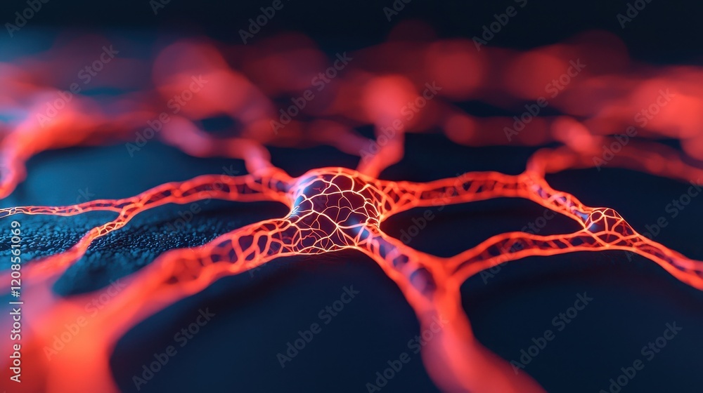 Aufkleber abstract neural network structure with glowing red elements
