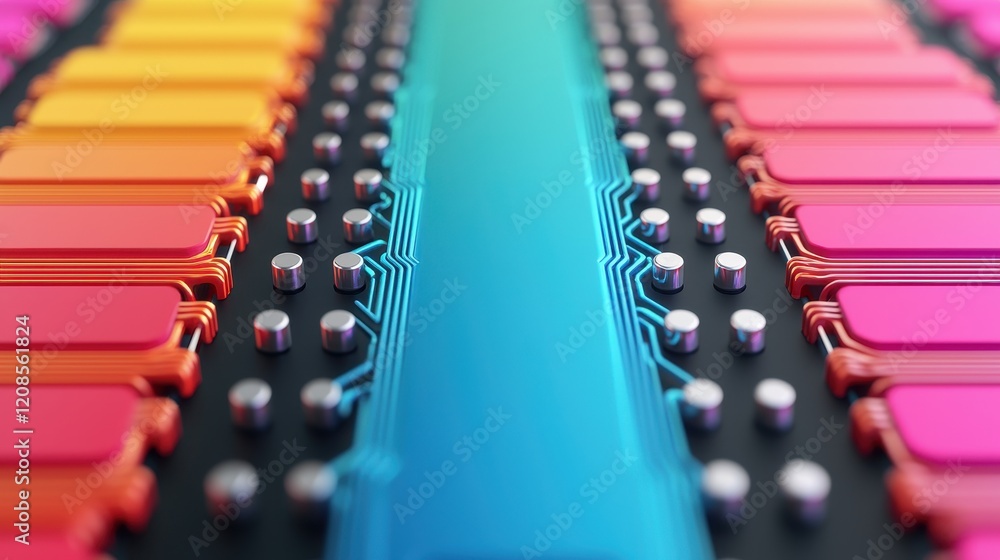 Aufkleber colorful abstract technology background with circuit patterns