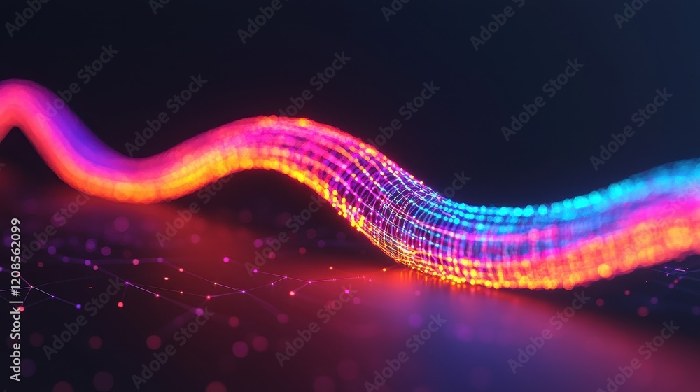 Aufkleber abstract colorful digital wave with glowing points and lines