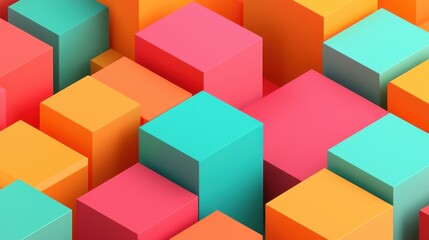 Obraz premium Colorful Geometric Cubes Arrangement in Vibrant Shades and Patterns