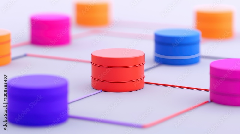 Aufkleber colorful data storage concept with abstract database connections