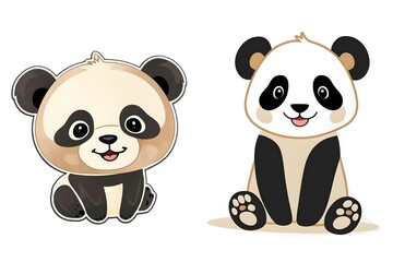 Naklejka premium watercolor style panda vector sticker, PNG, cute poster, PNG bundle, clipart, isolated background