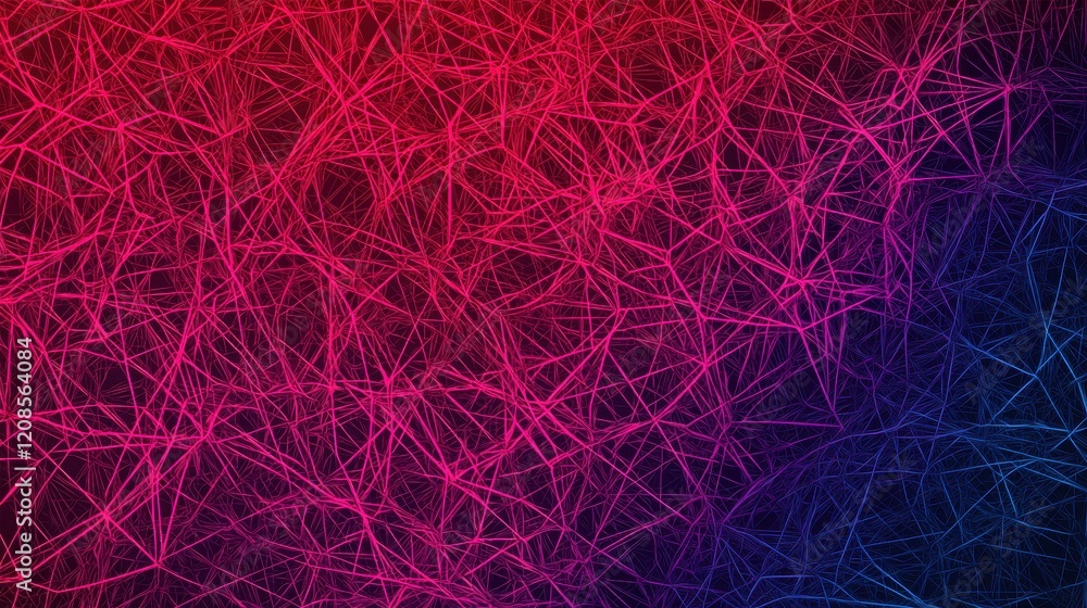 Poster abstract network pattern with red and blue gradient background