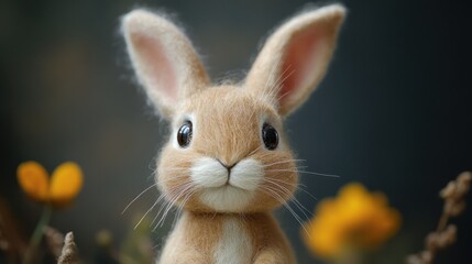 Obraz premium Handmade easter bunny crafted from wool and felt for festive decoration