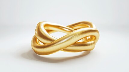 Naklejka premium Elegant gold knot sculpture with intricate twisting design on white background