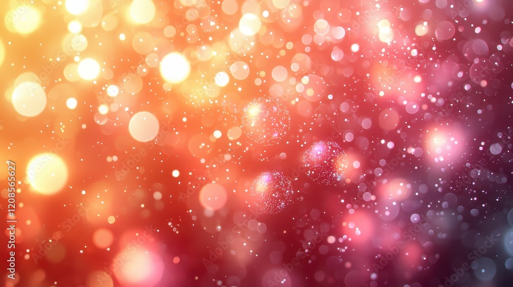 Poster abstract bokeh background with warm and cool colors, featuring glowing circles and sparkles.
