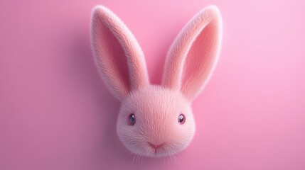 Obraz premium Brown easter bunny ears on soft pastel pink background for minimalist design