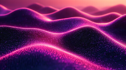 Abstract Pink and Purple Glowing Wave Background.  Digital Art, 3D Rendering, Technology, Futuristic Energy Concept