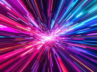 Digital neon light trails bursting with vibrant colors and dynamic energy.