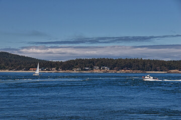 Shark Reef Sanctuary coastal ocean views Lopez Island, San Juan Islands summer 2024,  Washington, United States.