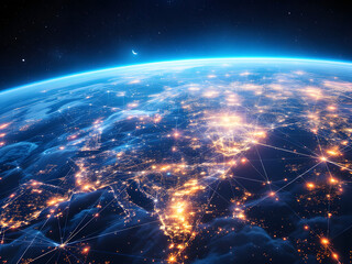Obraz premium Sunrise over Earth's horizon from space.