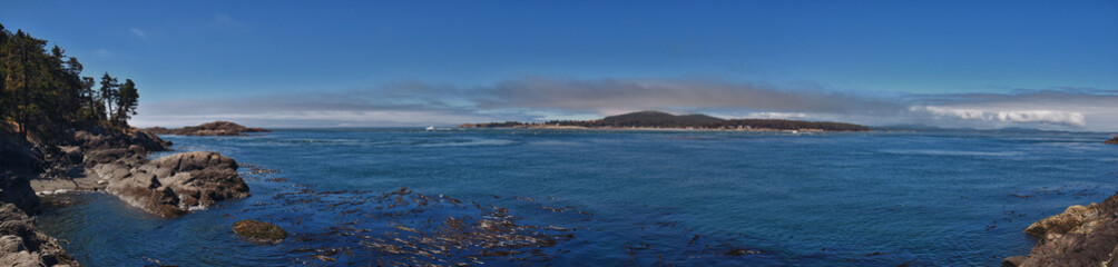 Shark Reef Sanctuary coastal ocean views Lopez Island, San Juan Islands summer 2024,  Washington, United States.