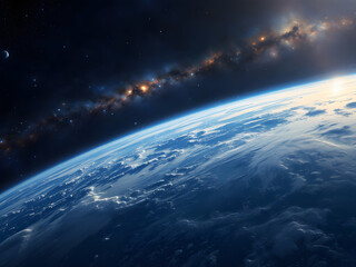Sunrise over Earth's horizon from space.