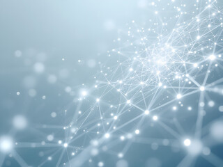 Digital network with glowing nodes and connections.