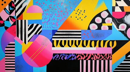 Abstract Geometric Composition Vibrant Colors Bold Shapes