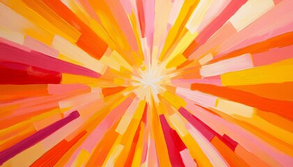 Abstract Warm Color Radiating Sunburst Painting