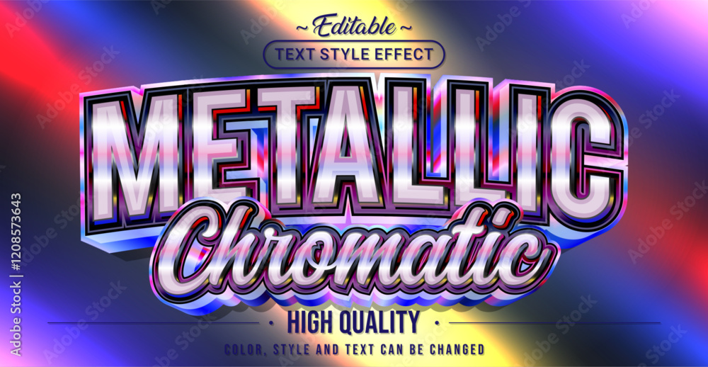Poster Editable text style effect - Metallic Chromatic text style theme.