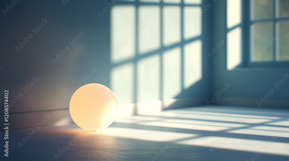 Aufkleber a solitary sphere of light casting a gradient shadow across a smooth surface evokes themes of order 