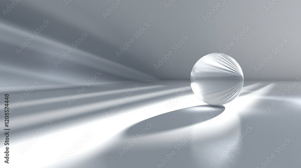 Poster a solitary sphere of light casting a gradient shadow across a smooth surface evokes themes of order 